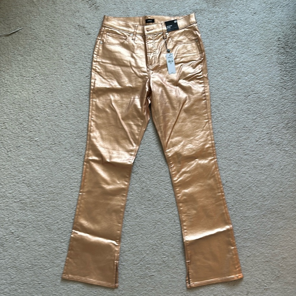 NWT. Express metallic rose gold skyscraper pants.